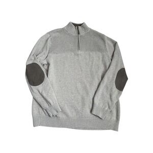 Duluth Trading Co. Men's 1/4 Zip Wool‎ Cotton Knit Sweater Gray Mens 2XL Tall